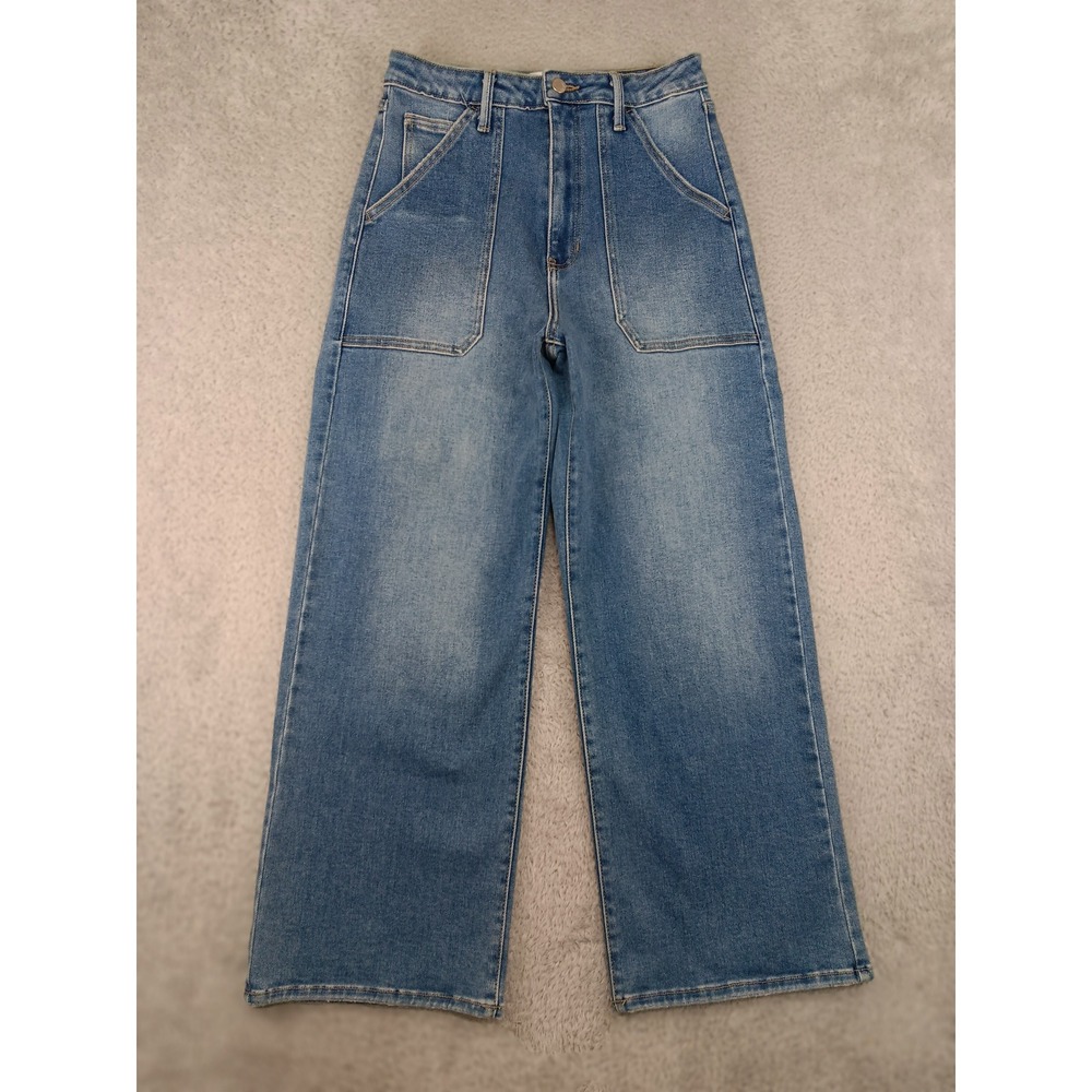 Just Black Denim Jeans Womens 27x27 (Tag 29) Wide Leg Made in USA Distressed